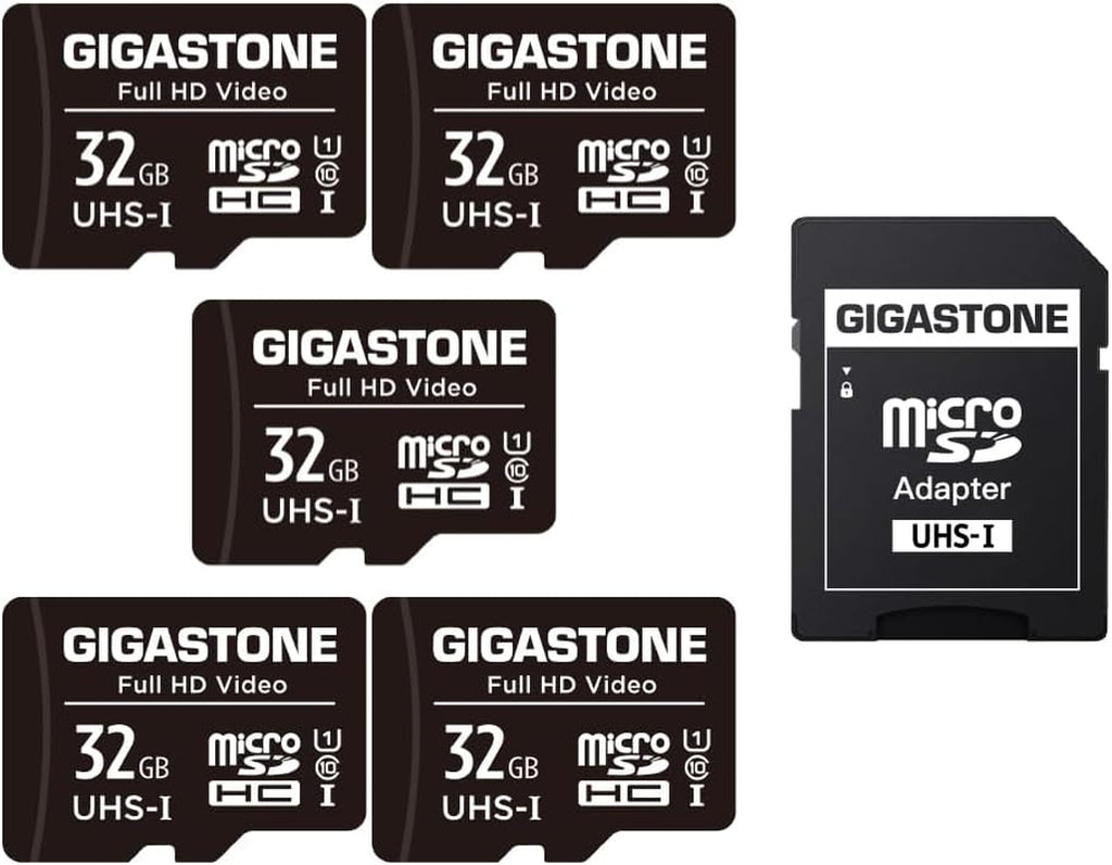 32GB 5-Pack Micro SD Card, Full HD Video, Surveillance Security Cam Action Camera Drone, 90Mb/S Micro SDHC UHS-I U1 C10 Class 10