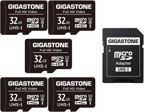 32GB 5-Pack Micro SD Card, Full HD Video, Surveillance Security Cam Action Camera Drone, 90Mb/S Micro SDHC UHS-I U1 C10 Class 10
