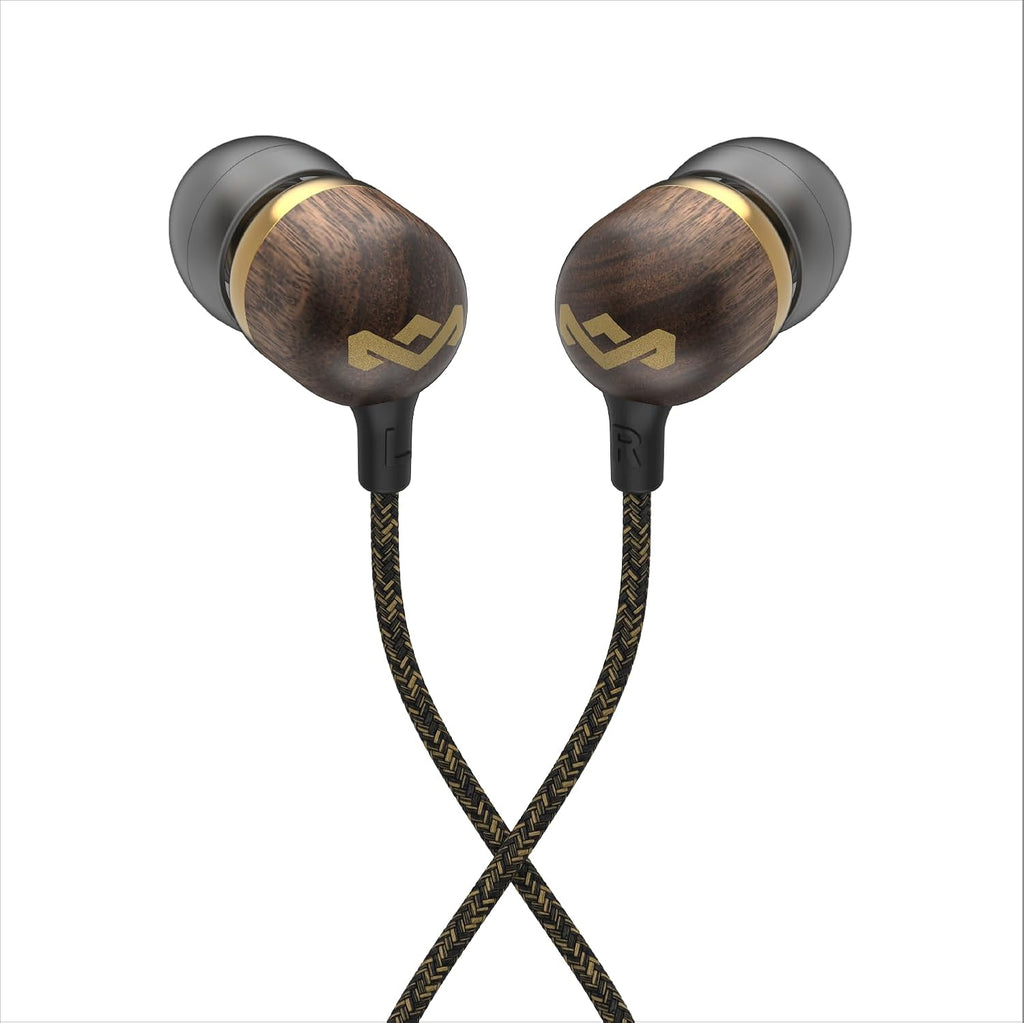 Smile Jamaica AUX Wired Earbuds with Microphone, Noise-Isolating In-Ear Headphones, Tangle-Resistant Cable, 3.5Mm Jack Sustainable (Brass)